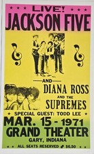 CONCERT POSTER ~ The Jackson Five Diana Ross Supremes 3/15/1971 Grand Theater IN