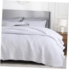 King Size Quilt Set - Soft Ultrasonic King / Cal King 01 - White - Clover