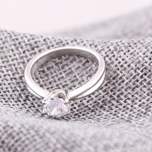 6*6mm Round Cut AAA CZ Band For Female Titanium Steel Wedding Gift Ring Size 5-9 - Picture 5 of 11