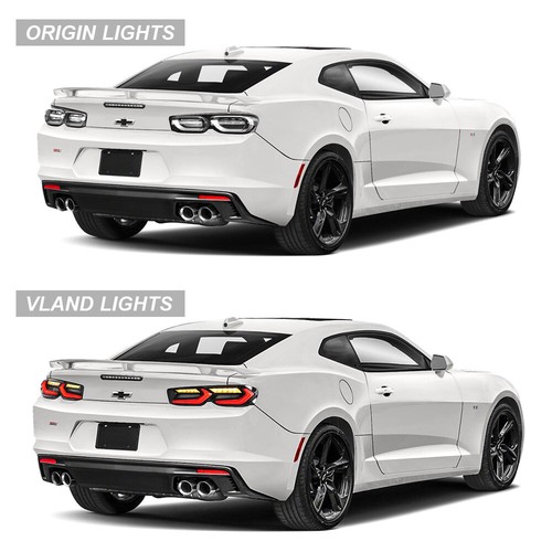 VLAND For 2019-2022 Chevy Camaro LED Smoked Tail Lights W/Sequentia Turn Signal - Picture 2 of 12