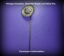 Vintage Canadian Gold Gilt Maple Leaf Stick Pin.AH0321.