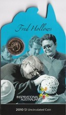 AUSTRALIAN: 2010 $1 INSPIRATIONAL AUSTRALIANS  FRED HOLLOWS COIN ON CARD #M1019