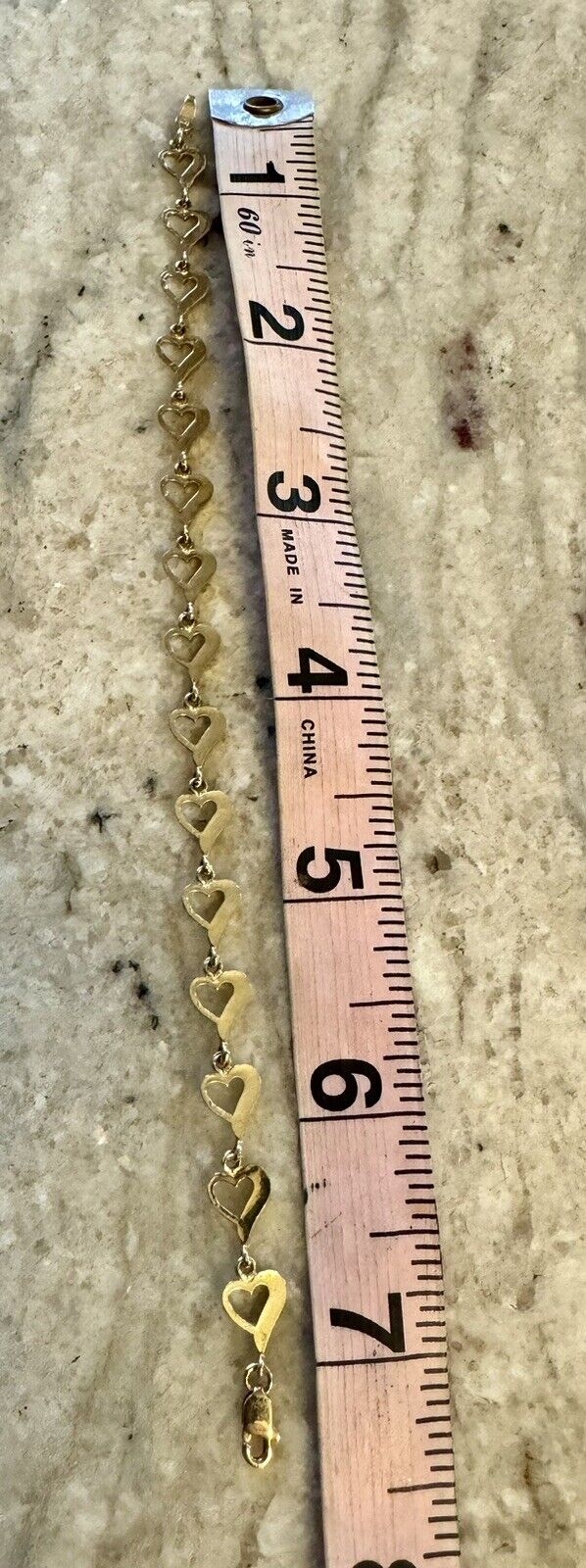 14k Yellow Gold Diamond Cut Heart DZ Link Bracele… - image 6