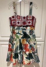 Farm Rio Crochet Floral Patchwork Mini Dress Size Medium NWT Anthropologie