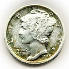 1918-D 10C Mercury Winged Liberty Silver Dime AU About Uncirculated Denver Coin