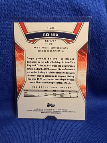 2024 Topps Resurgence Rookie Bo Nix #125 RC Broncos - Bild 2 von 2