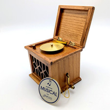 Vintage George Good Wooden Record Player Music Box "I Love You Truly" w/ Tags
