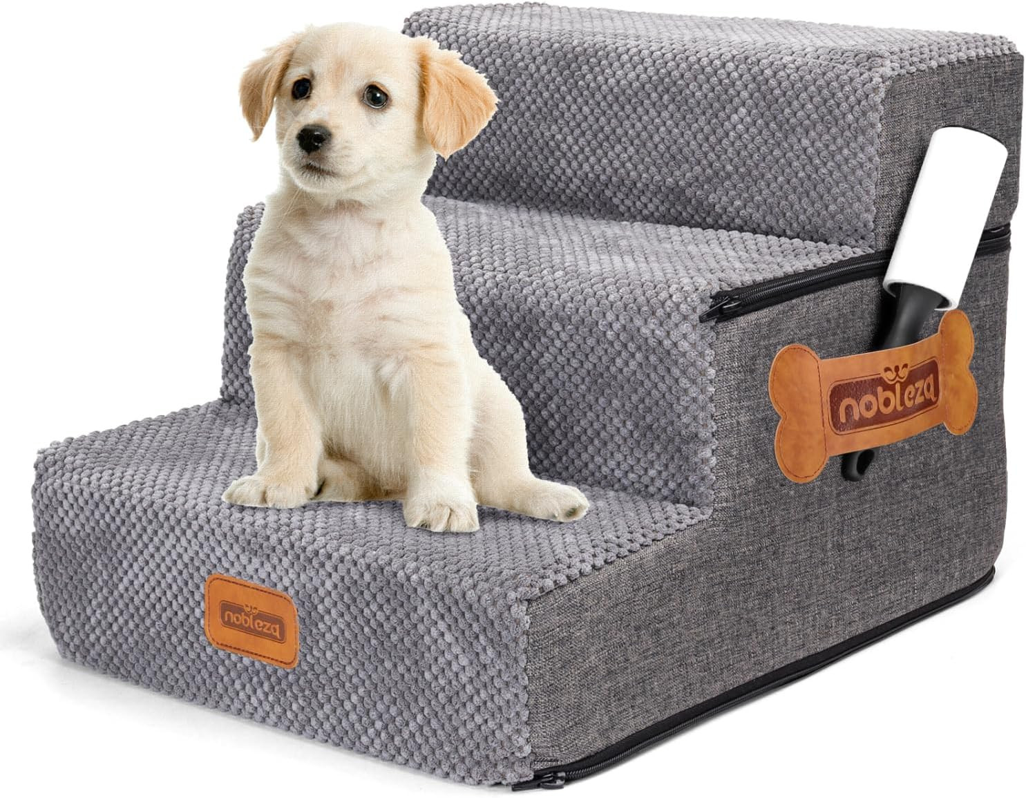Scaletta Per Cani A 4 Gradini In Spugna SOARS – 72x41x51 Cm, Rivestimento Sfoderabile E Lavabile, Base Antiscivolo Con Cuscinetti, Per Cuccioli E Cani Anziani (marrone)