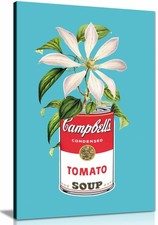 Campbells and Flowers Framed Canvas Print, Pictures for Home Walls Decor