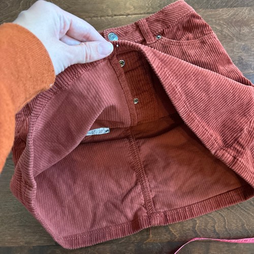 Cat and Jack Girl Medium 7/8 Corduroy Skirt Burnt Orange Button Front Adjustable - Picture 5 of 6
