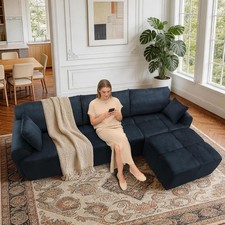118" Modular L-Shaped Sectional with Movable Ottoman