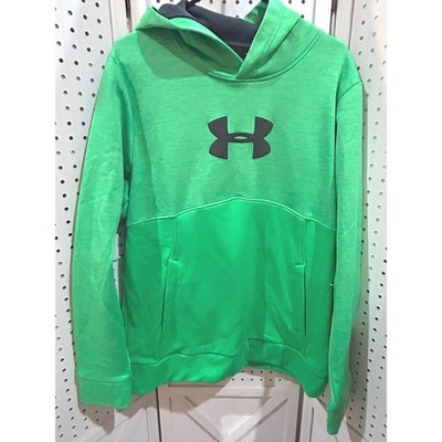 Under Armour Boys Green Fleece Hoodie Logo Pullover Size MD M