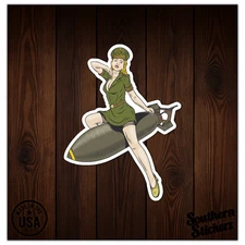 Blonde Riding Bomb - Vinyl Decal Sticker - Car Window Laptop - ebn11489
