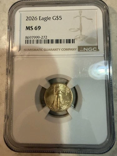 2026 Eagle G$5 NGC MS69 1/10th Oz Gold Coin