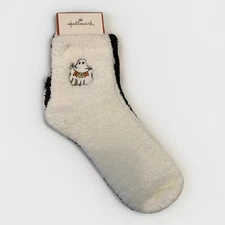 Hallmark Halloween Fuzzy Black White Cozy Socks Set of 4 Womens Shoe Size 4-10