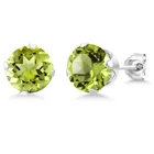 925 Sterling Silver Peridot Stud Earrings For Women (2.00 Cttw, Gemstone