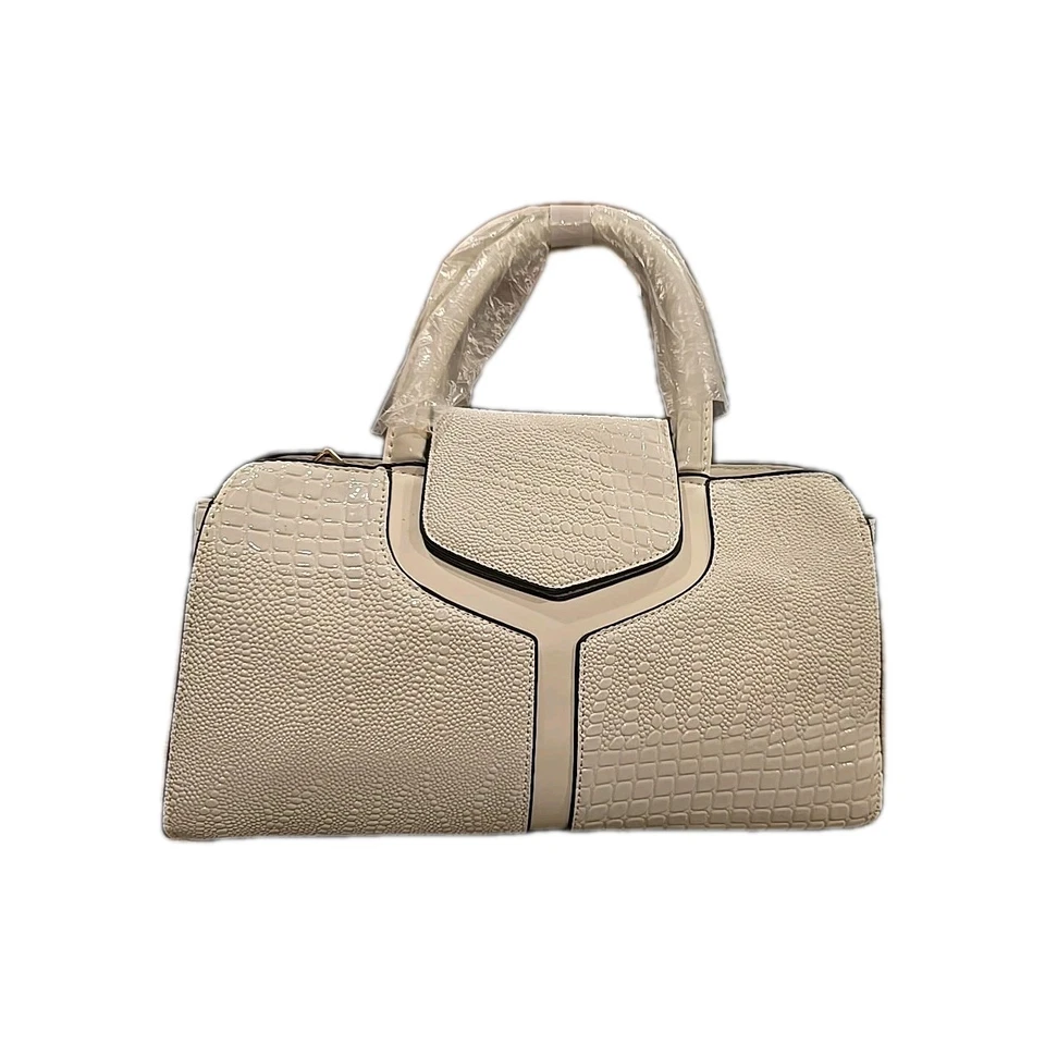 Bolsos de mano blancos para mujer Cartera clásica patrón de cocodrilo imitación cuero, correa Foto 4 de 4