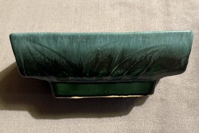 Vintage Hull Pottery F78 Planter  Green Drip Glaze Rectangular Console Pot   USA