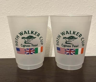 ~Set of 2~NEW~Cypress Point Club~Walker Cup~Plastic Drinking Cups~Golf~Beer~RARE