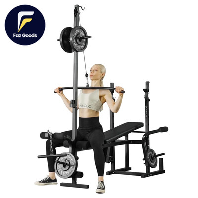 Adjustable Weight Bench 800Lbs 6 in 1 with Lat Pull Down, Leg Extension and Leg