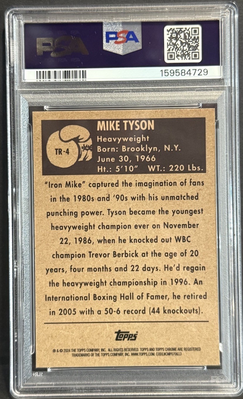 2024 Topps Chrome Boxing Legend Mike Tyson 1951 Ringside Boxing PSA Mint 9 view 3