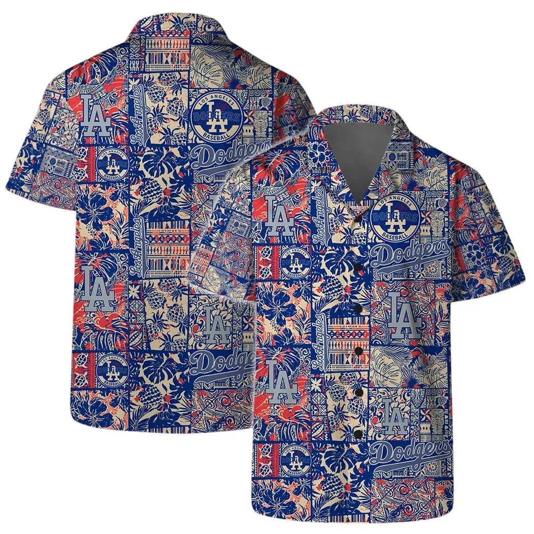 Los Angeles Retro Patchwork Summer Aloha Hawaiian Shirt