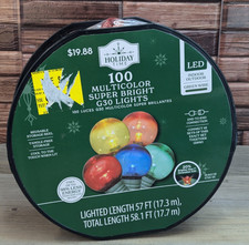 Holiday Time 100 Multicolor Super Bright G30 LED Lights Indoor/Outdoor 57 Feet