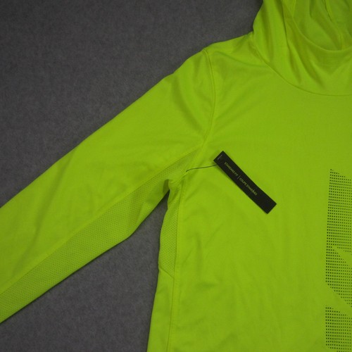 Nike Shirt Youth Boys M Neon Green Long Sleeve Hooded Dri-Fit Training - Picture 3 of 18