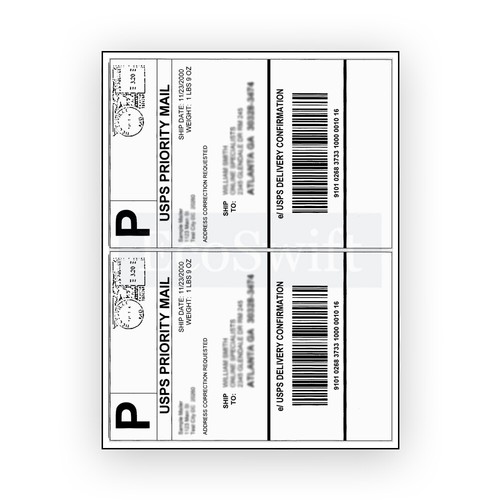 (90) 8.5 x 5.5 XL EcoSwift Shipping Half-Sheet Self-Adhesive eBay PayPal Labels - Picture 3 of 6