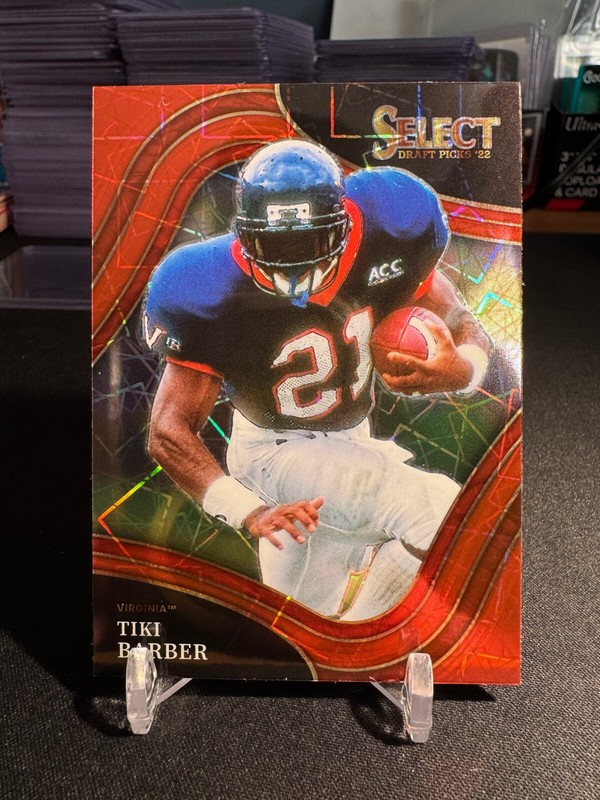 TIKI BARBER 2022 Select Draft Picks 🏈 FEILD LEVEL RED LAZER PRIZM #190