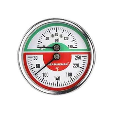 MEASUREMAN Tridicator Thermo-Manometer Pressure Gauge 2-1/2" 0-160psi/30-250 ...