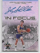 2017-18 Vanguard In Focus JOHN STOCKTON on card auto Utah Jazz HOF 21/25