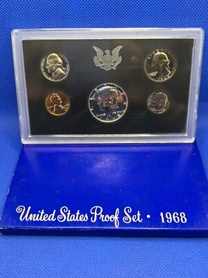 USA 1968 5 Coin Proof set with 40% Silver 1/2 Dollar with Original Case ...