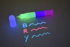 DirectGlow 3 Section XL Blacklight Glow Invisible UV Ink Marker Blue Red Yellow 