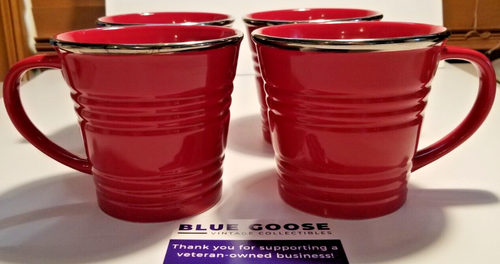 Starbucks Red Coffee Cup Silver Rim Textured Coffee Mug 2007 14 Oz Quantity 1 - Picture 5 of 7