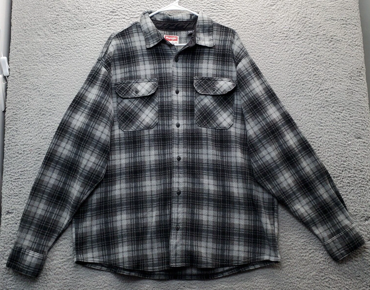 Wrangler Shirt Men XL Multi Plaid Thick Flannel Detail Chest Pockets Button Down