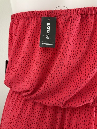 NWT-EXPRESS JUMPSUIT STRAPLESS NECKLINE,ELASTIC WAIST,FRONT POCKETS,SZ.XL,RED - Picture 9 of 11