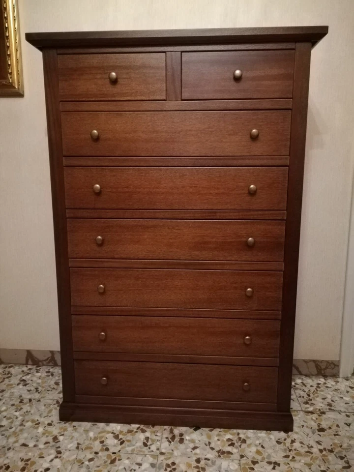 Cómoda 6+2 Cajones Semanal de Madera Arte Pobre Nogal Oscuro Clásico - Imagen 3 de 4