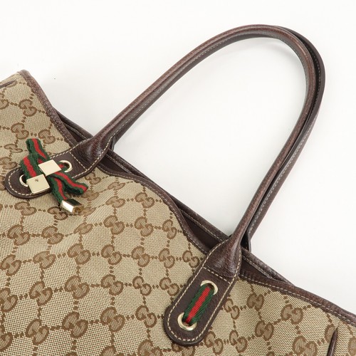 Auth GUCCI Princy Sherry GG Tote Bag Beige Canvas Leather 163805 Used - Picture 6 of 24