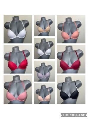 Push Up Racerback Lace Front Close Light Padded T- Shirt Bra 32B - 40C.
