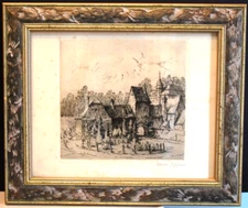 ERNST ZIPPERER Antique ORIGINAL Art Etching 1920 Germany LANDSCAPE SCENE Signed