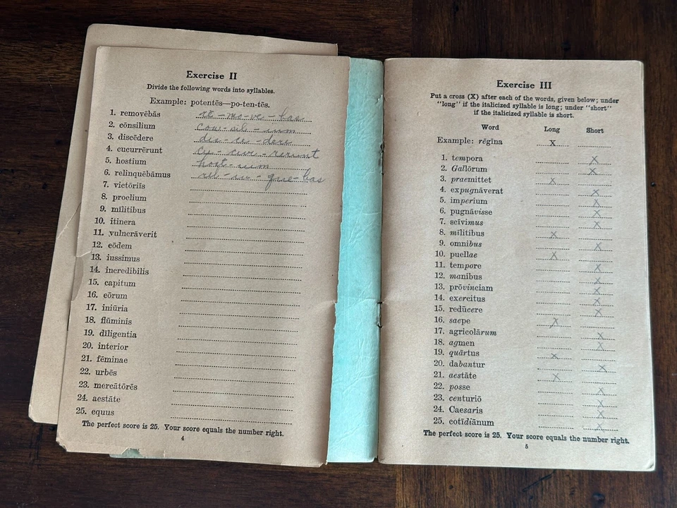 Vintage 1929 Latin No 1 Progress Book - Individual Workbook - Vtg School Books - Image 4 of 4