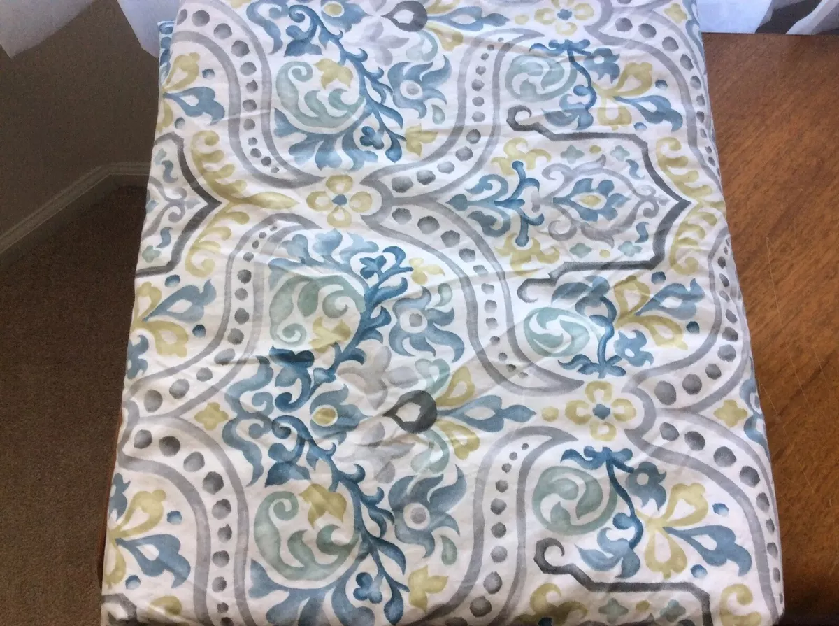 Pottery Barn Blue Jessie Scroll Organic Duvet Cover Full Queen