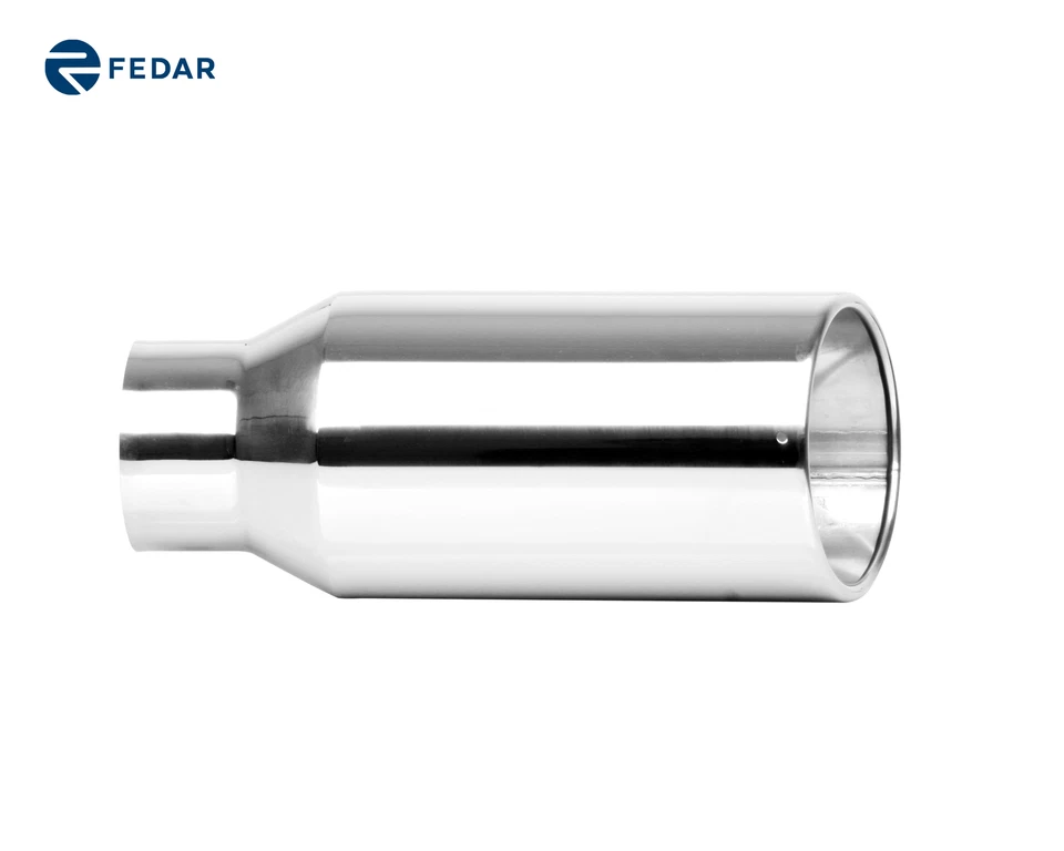 4" Entrada 6" Salida 15" Extremo Enrollado Corte Ángulo Camión Silenciador Escape Tubo de Escape Punta Foto 4 de 4