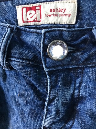 LEI Jeans Junior Size 1 Low Rise Skinny with Subtle Leopard Print Denim - Picture 6 of 17