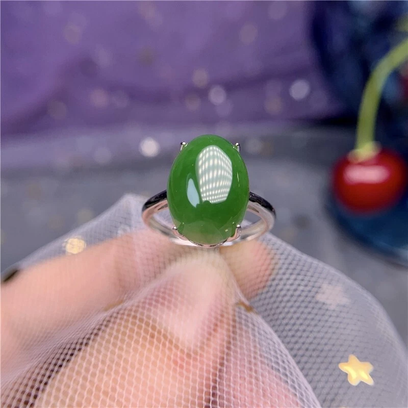 Китайский 18K золото инкрустация ручной работы Hetian нефрит зеленый нефрит кольцо 和田碧玉戒指 - Изображение 2 из 4