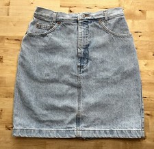 Vintage Gap Mini Skirt Stonewashed Denim Jean Back Slit USA Made Sz 9/10 Y2K 90s
