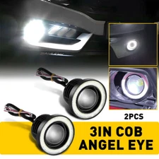 2x 3 Inch Round LED Fog Light Driving Spot Lamp White Angel Eyes Halo Ring EXV