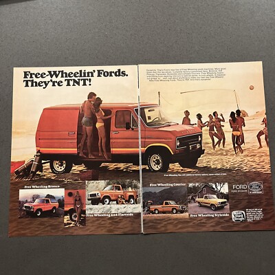 1978 Ford Trucks Vintage 2pg Ad ''Free-Wheelin' Fords. They're TNT!''