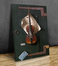The old violin by William Michael Harnett mounted canvas print ready to hang